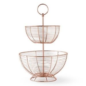 NWT Williams Sonoma Tiered Copper Wire Fruit Basket